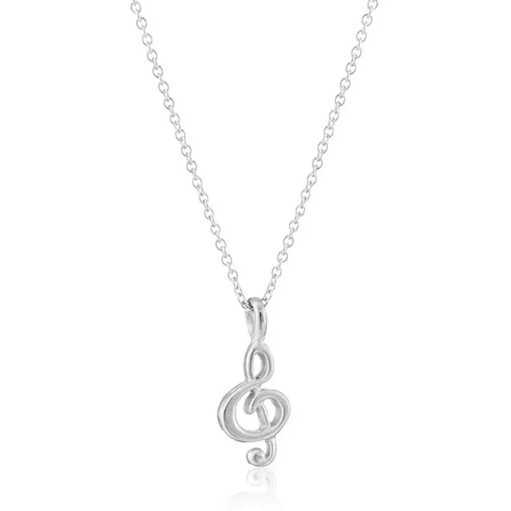 Treble clef Necklace Silver Chain Make Music Card Music Note